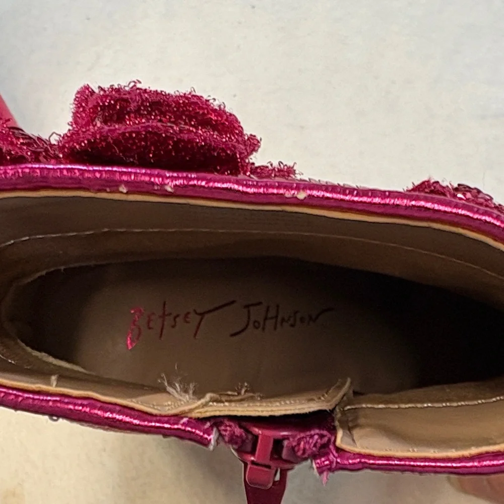 Betsey Johnson Fuchsia Sequin Ankle Boots - Picture 2 of 15